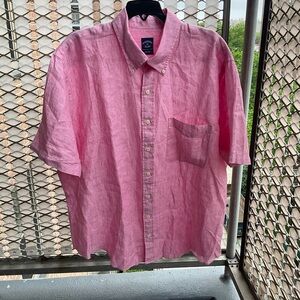 Brooks Brothers Short-Sleeve Linen Shirt- PINK